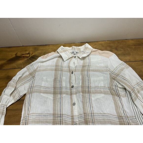 John Mark Womens Flannel Linen Blend Button Front L/S Tunic Top Shirt Size Small - Picture 4 of 12